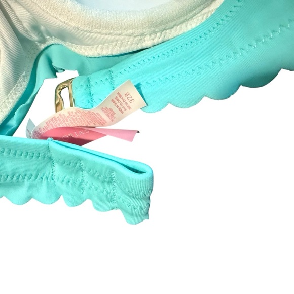 Victoria’s Secret teal Zuma Getaway Scalloped Underwire halter Bikini swim 32B - Picture 5 of 6
